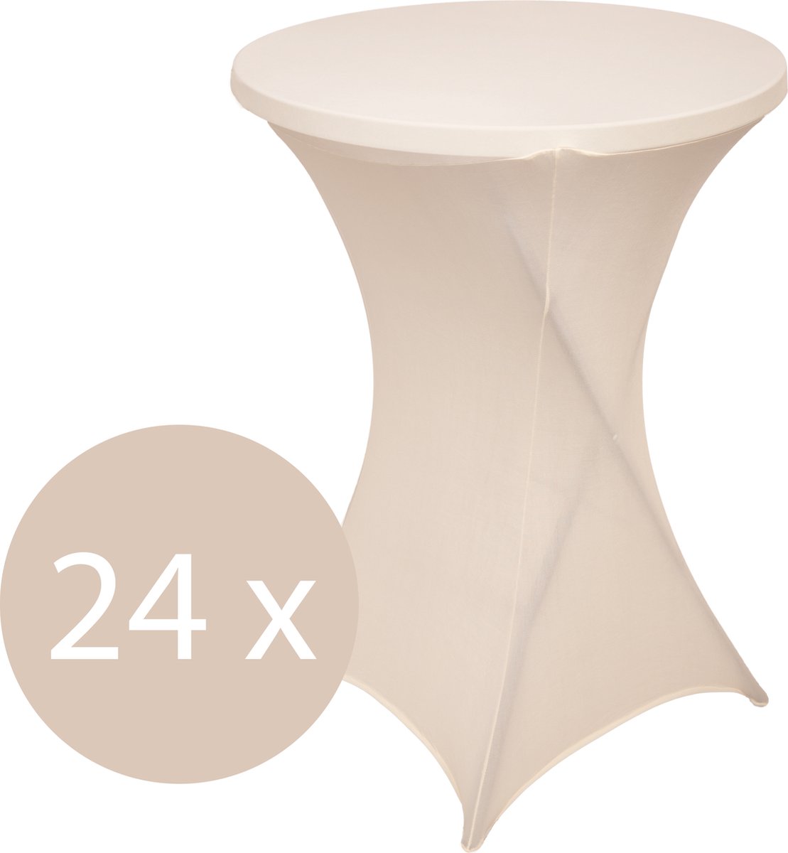 Statafelrok Beige x 24 – ∅80-85 x 110 cm – Stretch 24 stuks – Tafelrok voor Statafel – Geschikt voor Horeca Evenementen | Sta Tafel Hoes | Staantafelhoes | Cocktailparty | Trouwerij